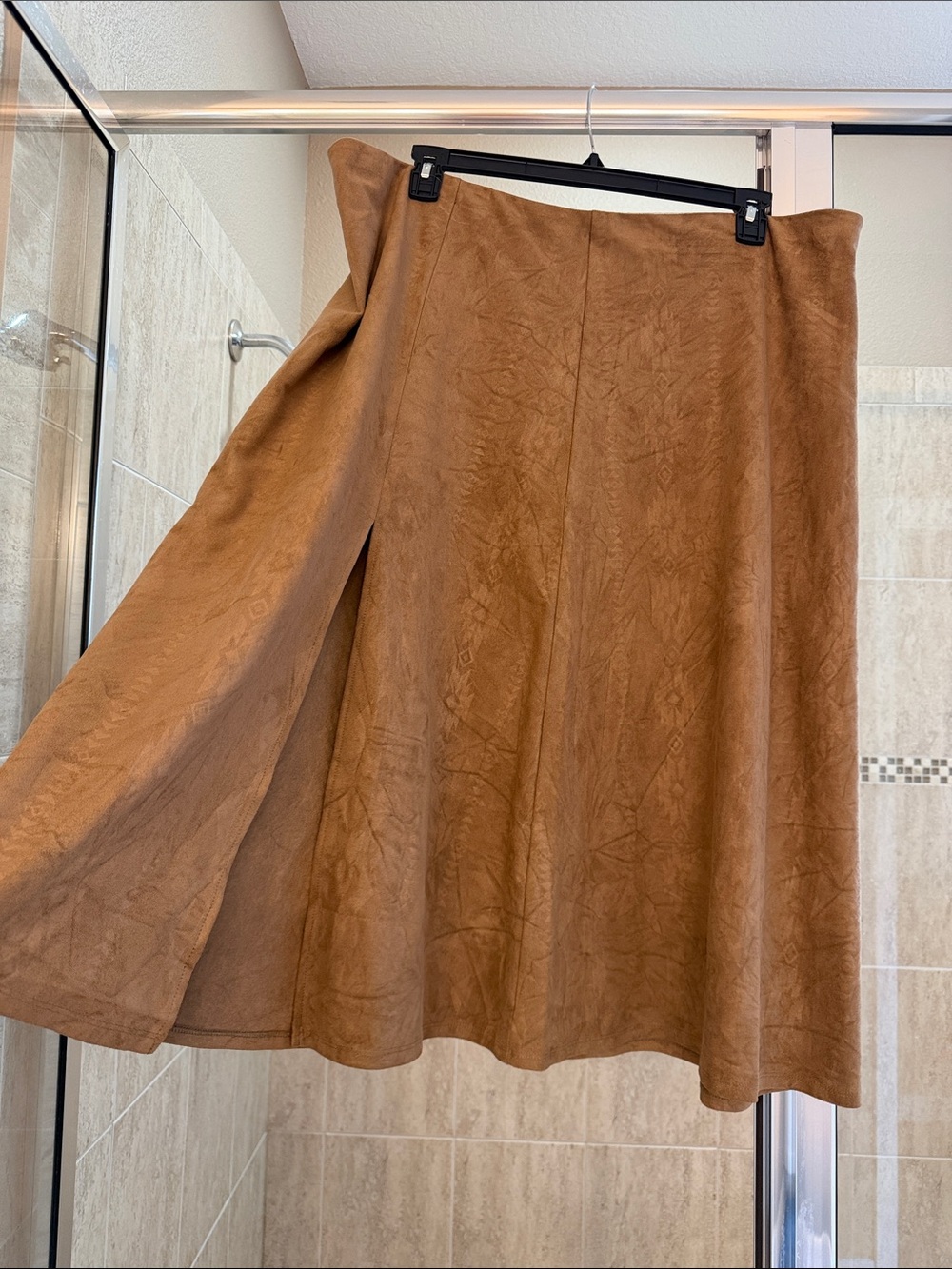 Shyanne Tan Suede-Look A-Line Skirt